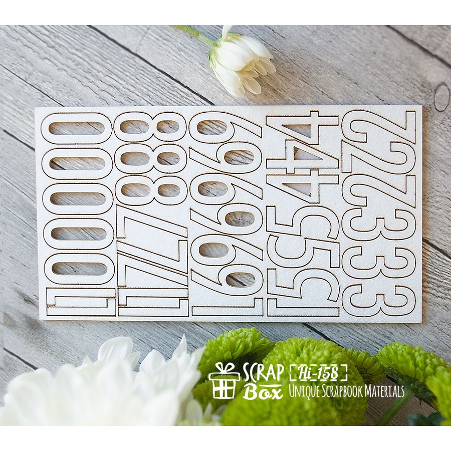 Чіпборд набір цифр 30 шт від Scrapbox