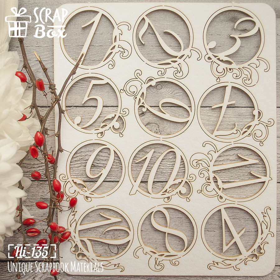 Чіпборд набір цифр №3, 147х185мм, Scrapbox