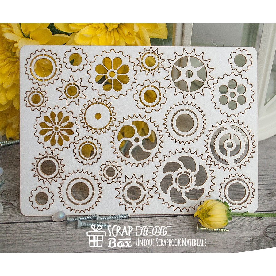 Чіпборд набір шестерень великий, 135х97мм, Scrapbox