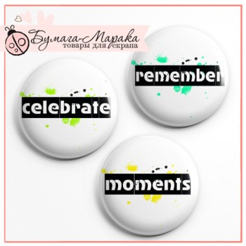 Набір значків-фішок "Moments", 3 шт, 2,5 см