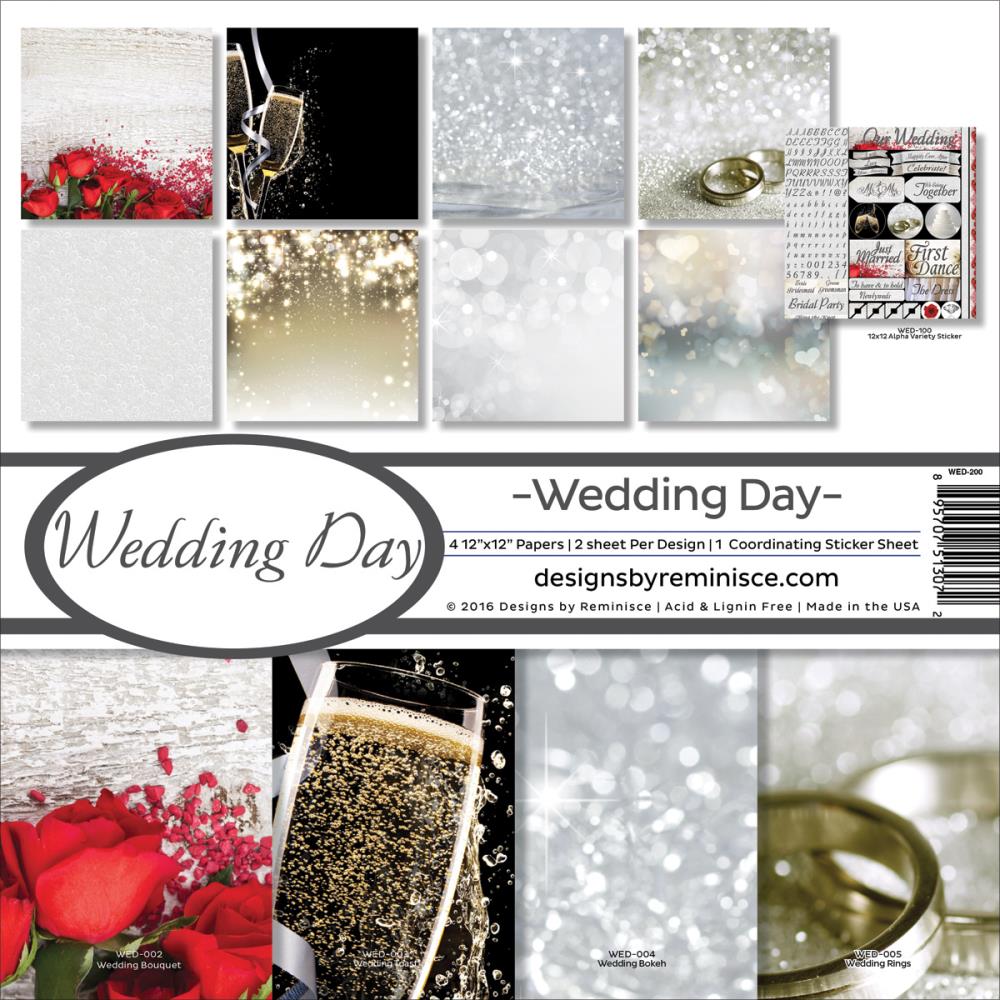 Набір паперу Wedding Day, 30 * 30 см, 8 листів + ​​лист з наклейками від Reminisce