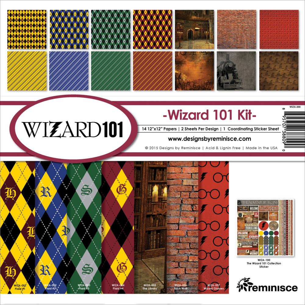 Набір паперу Wizard, 30 * 30 см, 14 аркушів + аркуш з наклейками Reminisce