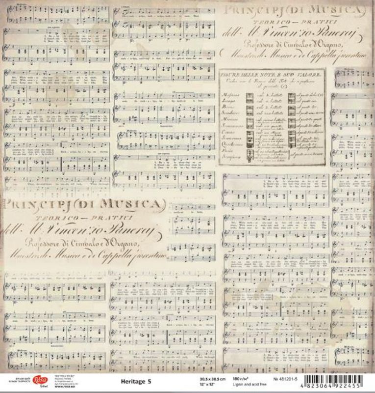 Аркуш паперу для скрапбукінгу "Heritage 5", 30 * 30 см від ROSA