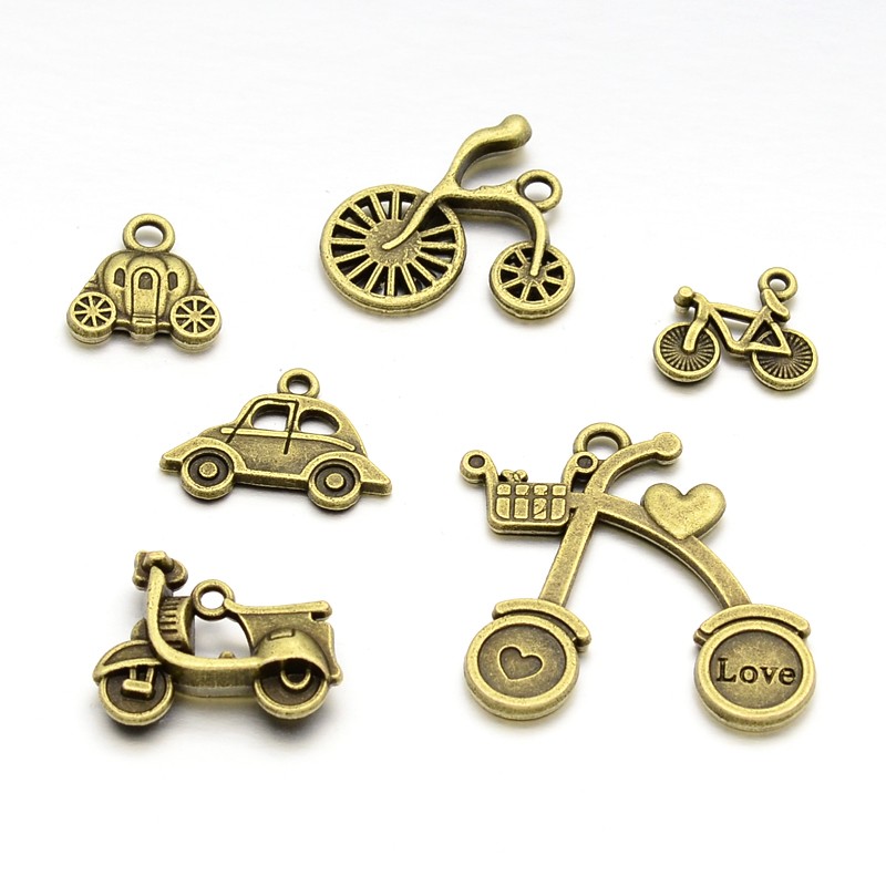 Набір підвісок "Велосипеди", антична бронза, 6 шт