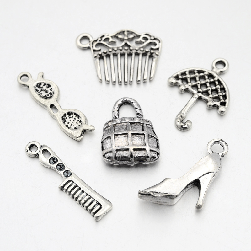 Набор подвесок "Дамский набор", античное серебро, 6 шт