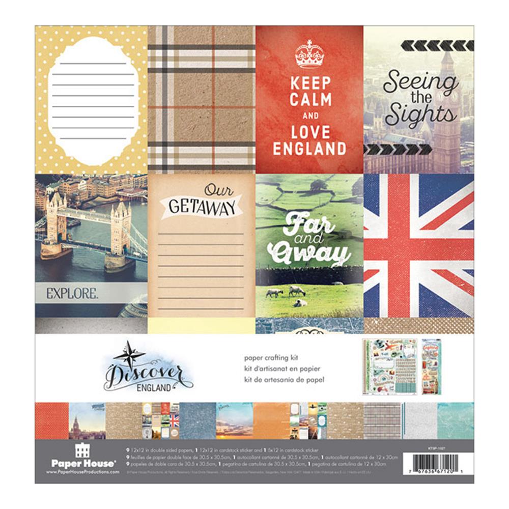 Набір двостороннього паперу England, 9 листів +2 листа з наклейками від Paper House 