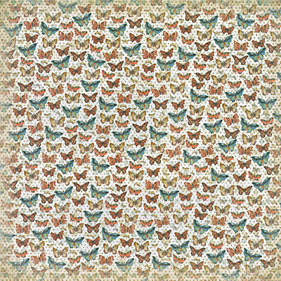 Односторонняя скрапбумага Mariposa Small Butterflies with Gold Glitter от DCWV