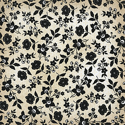 Одностороння Оксамитовий Скраппапір Tan Floral with Black Flocking від DCWV