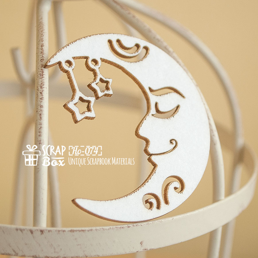 Чіпборд Місяць із зірками, 49х53мм, Scrapbox