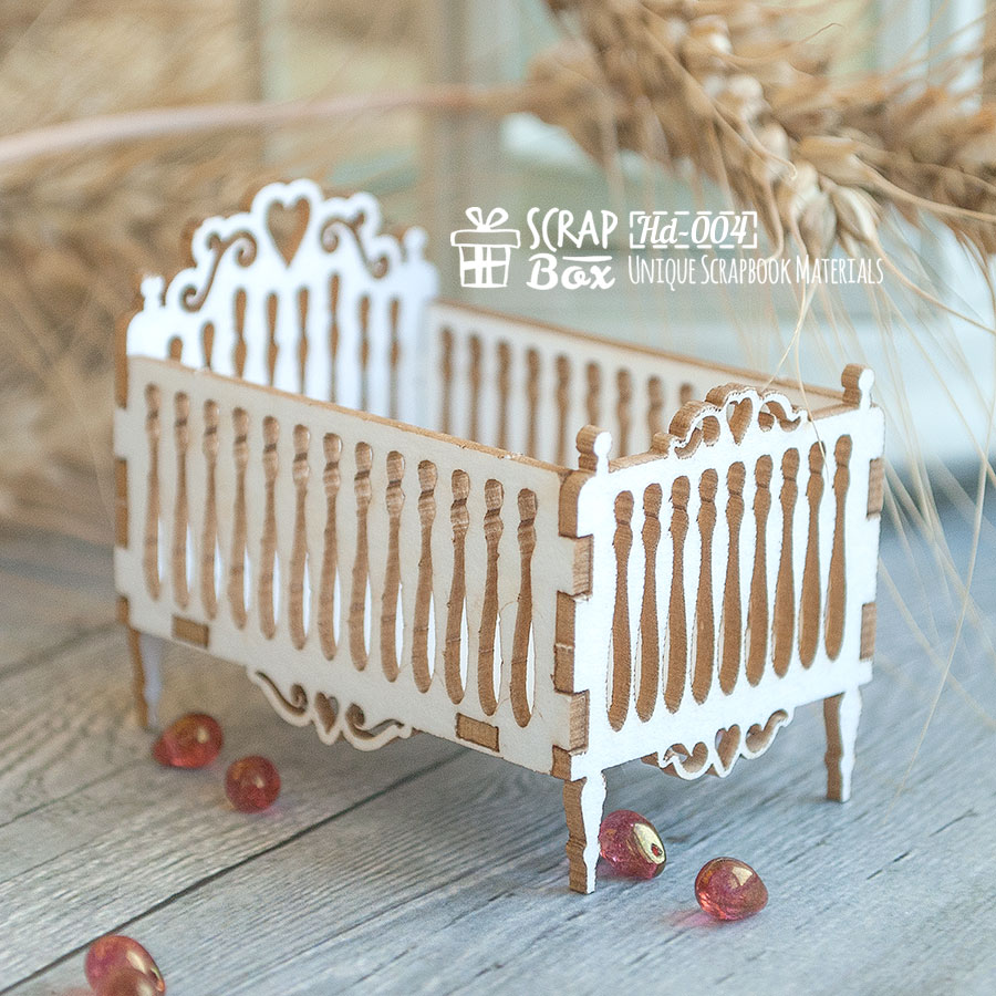 Чіпборд 3d фігурка "дитяче ліжечко", 60 * 40 * 51 мм від Scrapbox