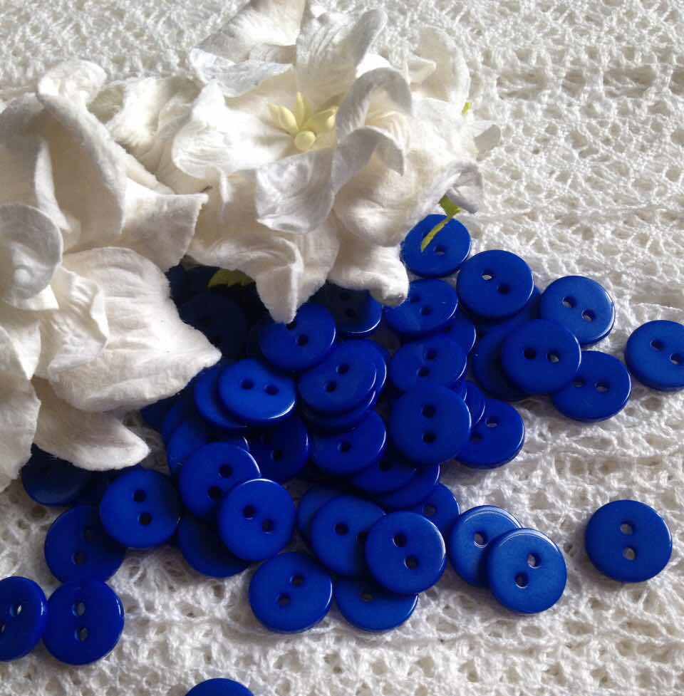 Набор круглых пластиковых пуговиц, 5 шт, синий