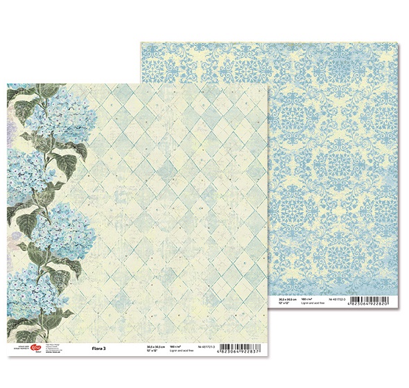 Двусторонняя бумага "Flora" 3, 1 лист , 30*30 см от Rosa