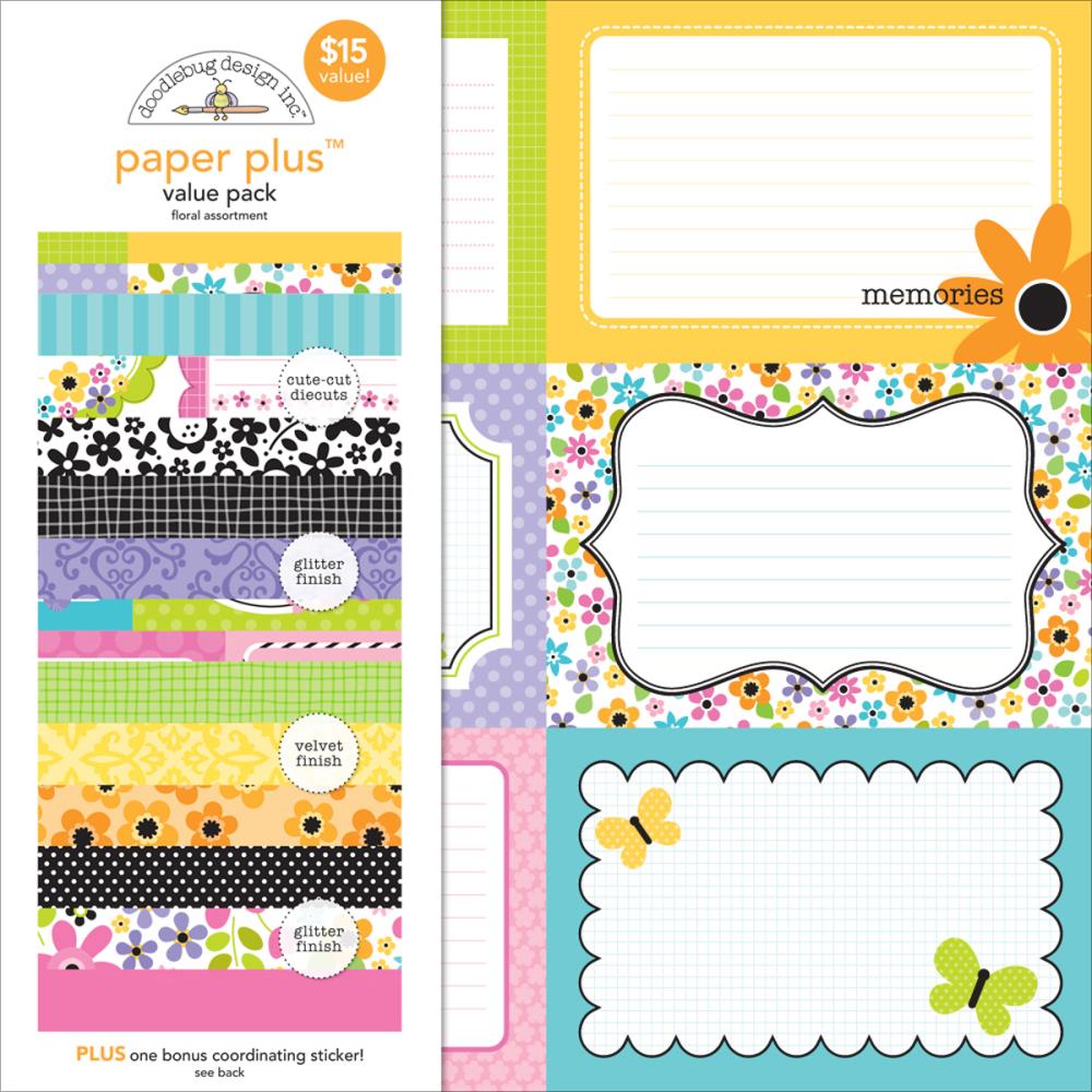 Набор бумаги Floral, 8 листов + лист с наклейками от Doodlebug