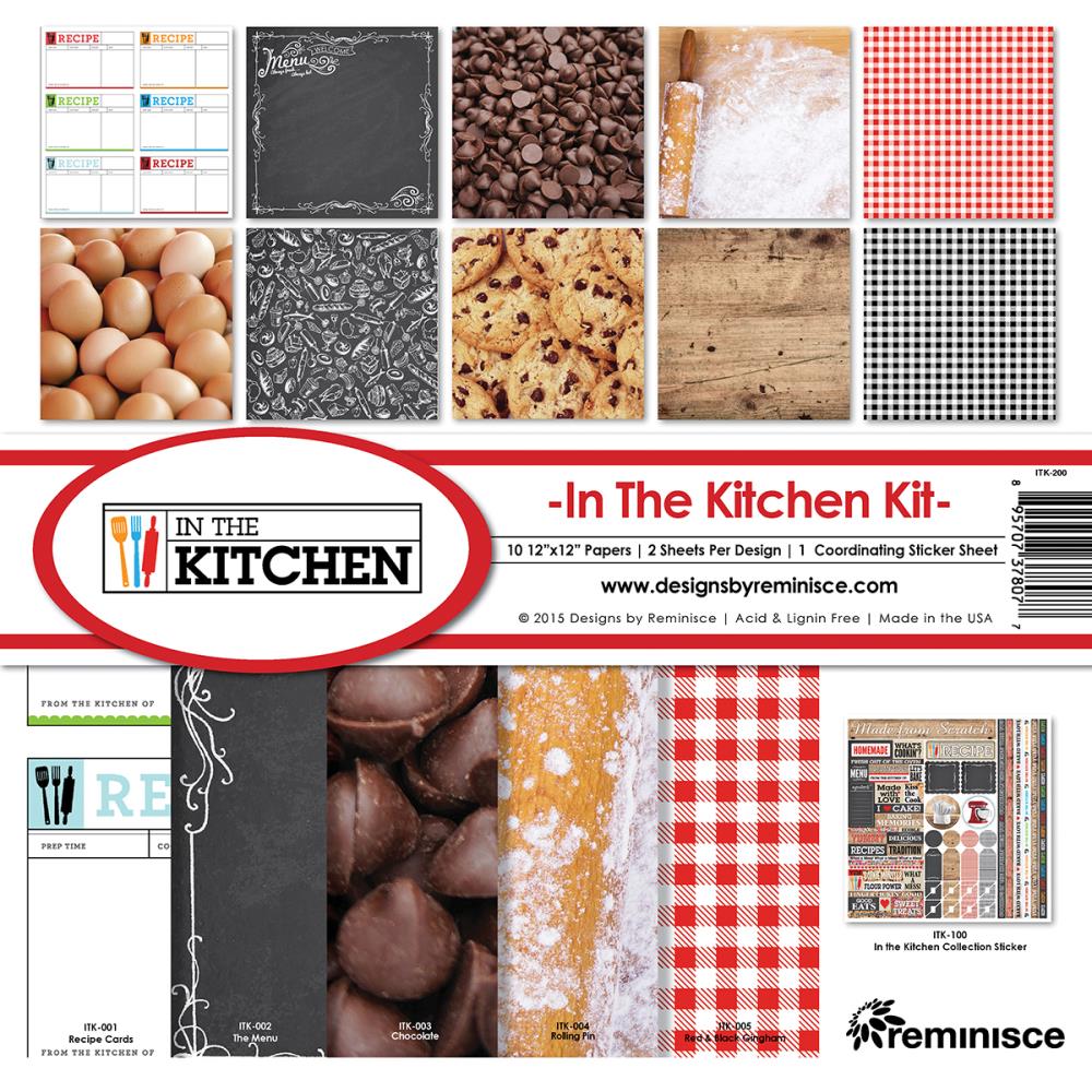 Набір паперу In The Kitchen, 30 * 30 см, 10 аркушів + лист з наклейками від Reminisce