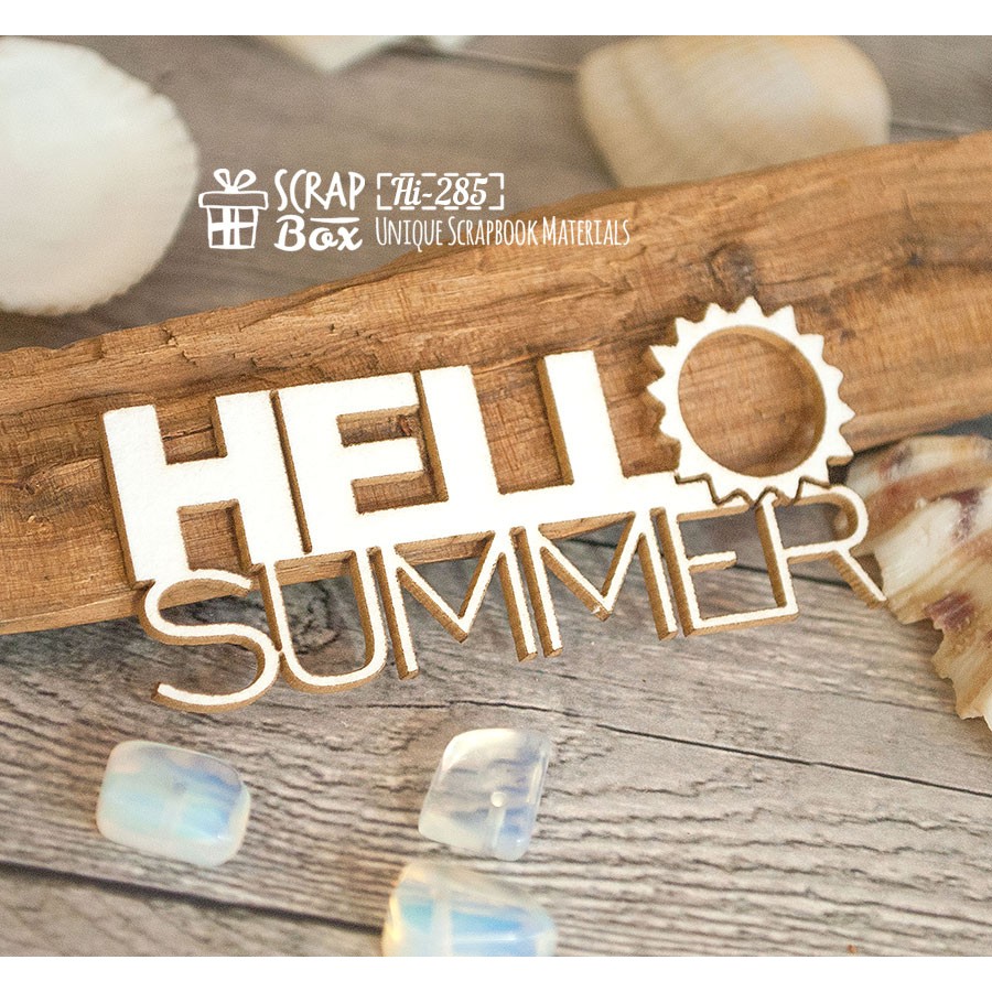 Чіпборд напис "Hello summer", 67х30мм, ScrapBox