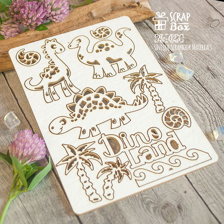 Чіпборд набір динозавриків "DinoLand", 97 * 140 мм від Scrapbox