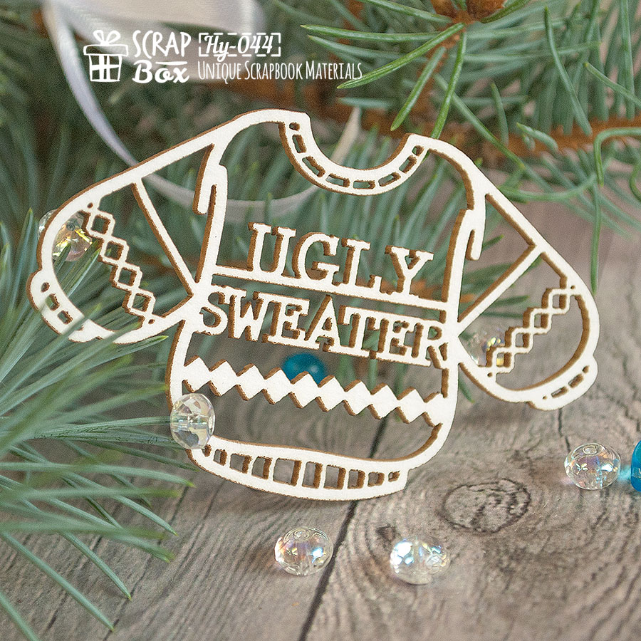 Чіпборд светр із написом "Ugly Sweater", 73 * 46 мм від Scrapbox