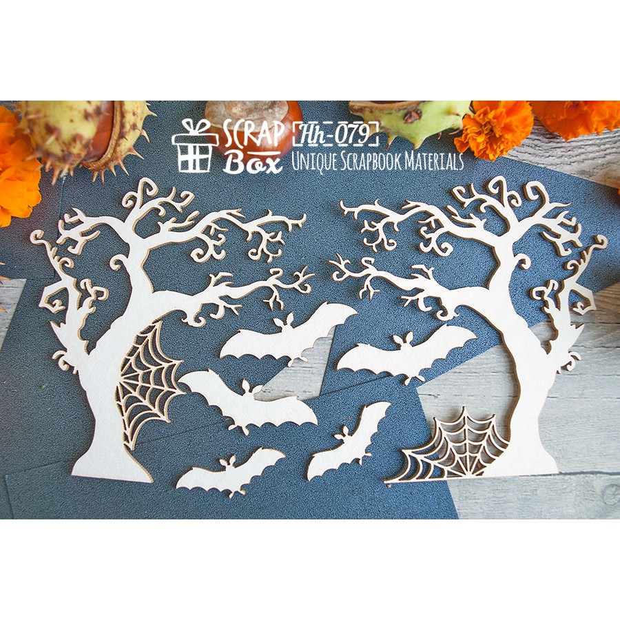 Чіпборд Дерева і кажани, 23 * 65 мм від Scrapbox