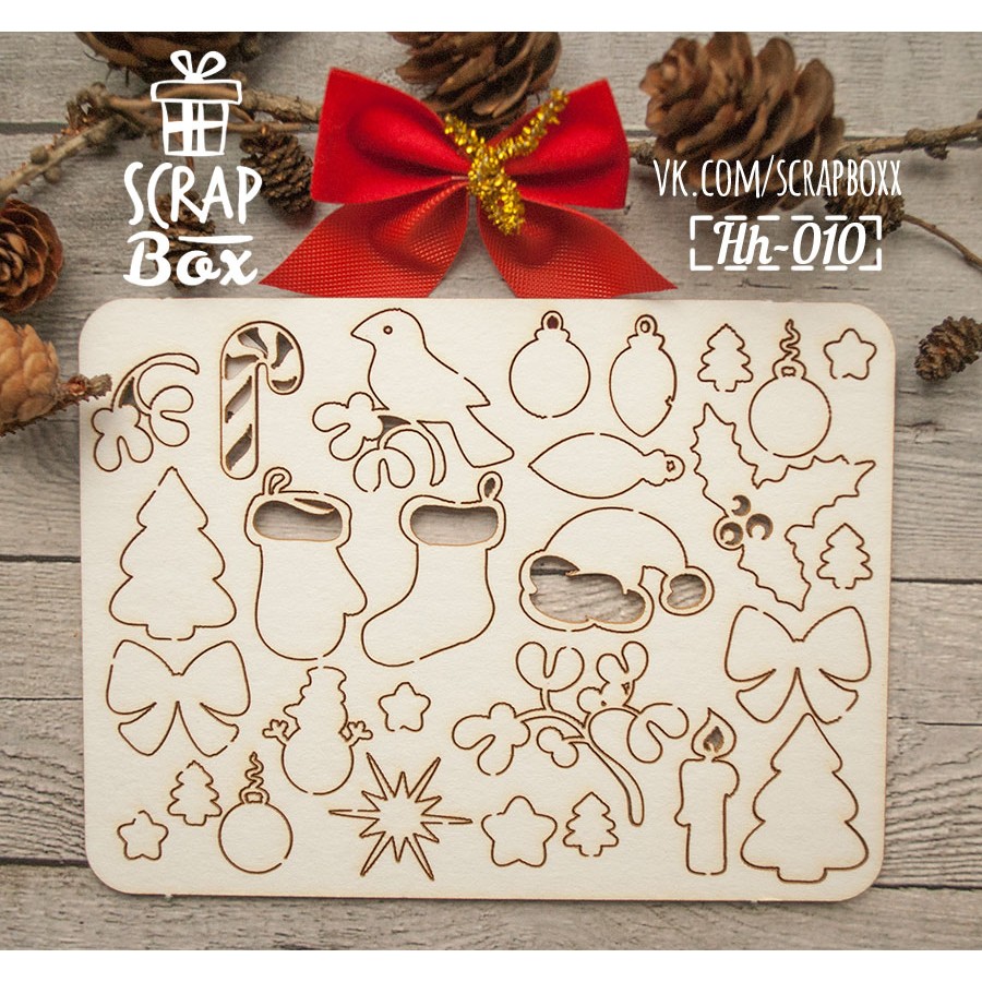 Чіпборд набір Новорічний, 130 * 95 мм від Scrapbox