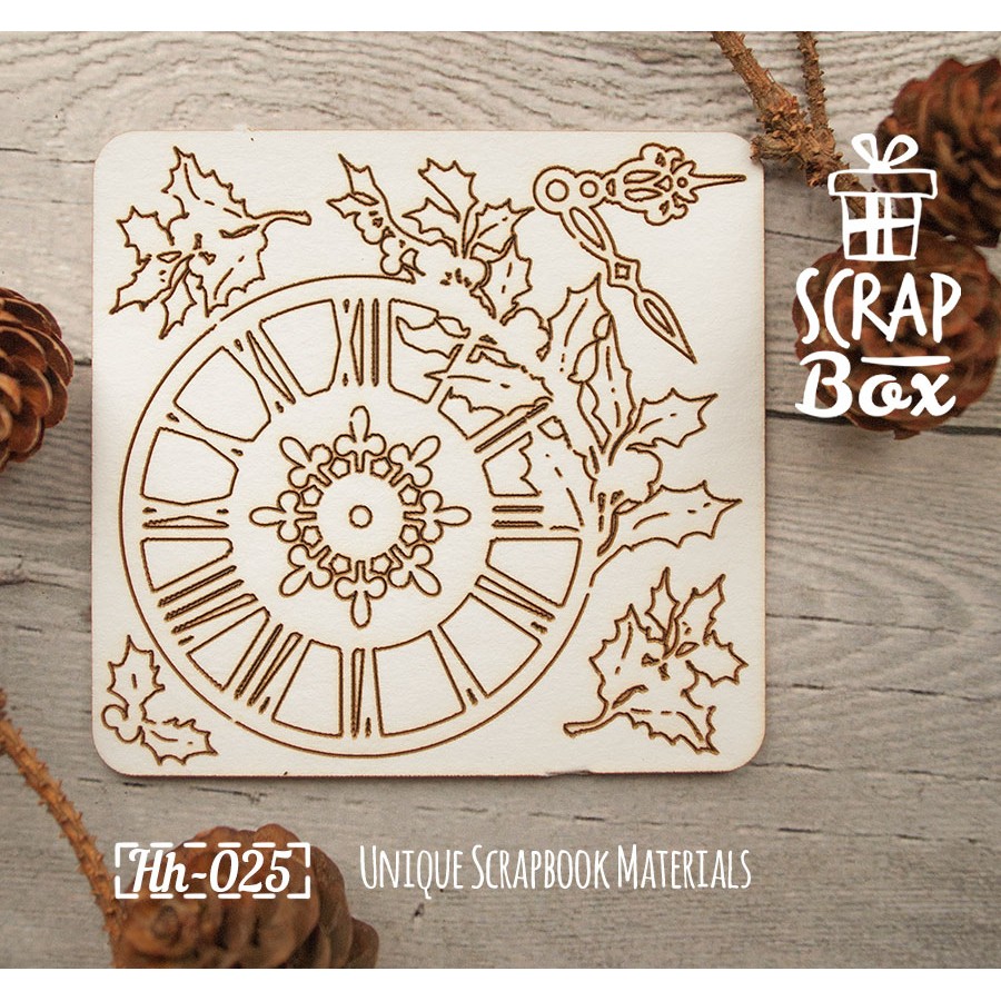 Чіпборд годинник з гостролистом, 75 * 72 мм від Scrapbox