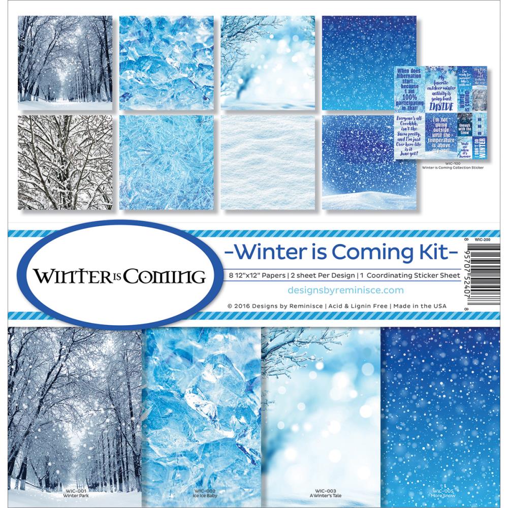 Набор бумаги Winter Is Coming, 30*30 см, 8 листов+лист с наклейками от Reminisce