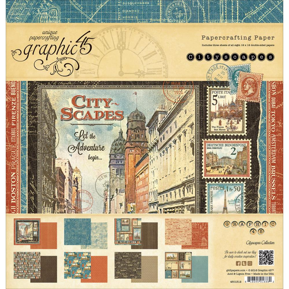Набор бумаги Cityscapes 8 листов, 30*30 см Graphic 45