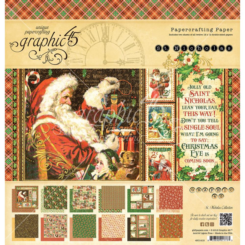 Набір паперу St Nicholas 12 аркушів, 30 * 30 см від Graphic 45