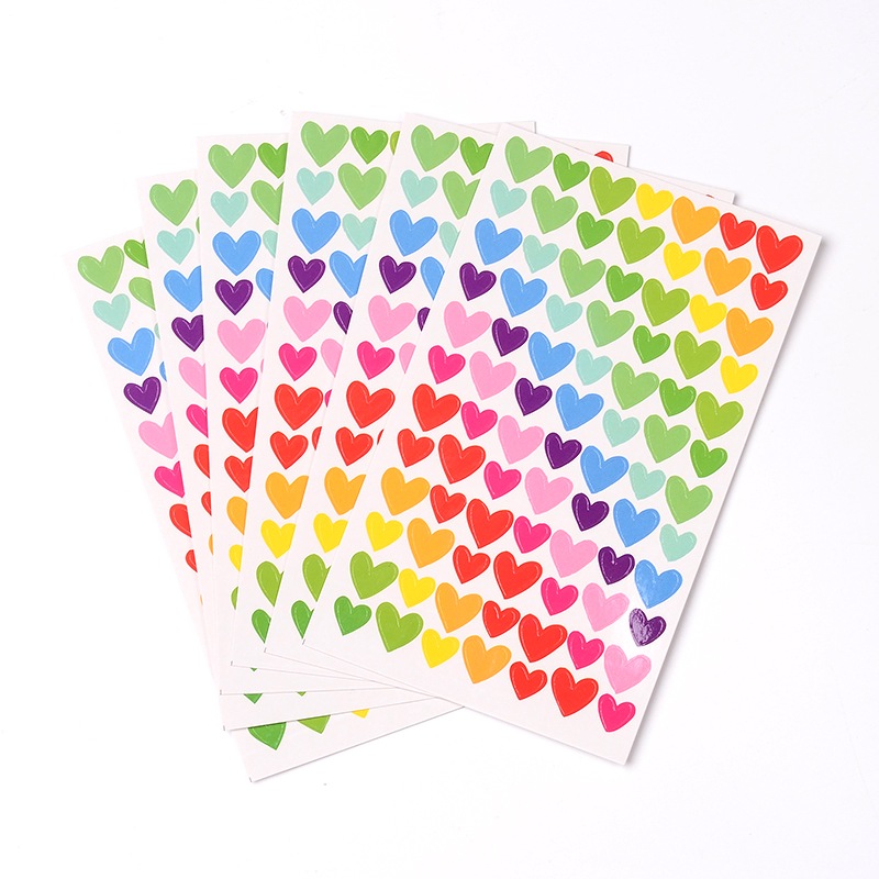 Набор наклеек "Сердечки", разноцветные, размер листа 15*10 см