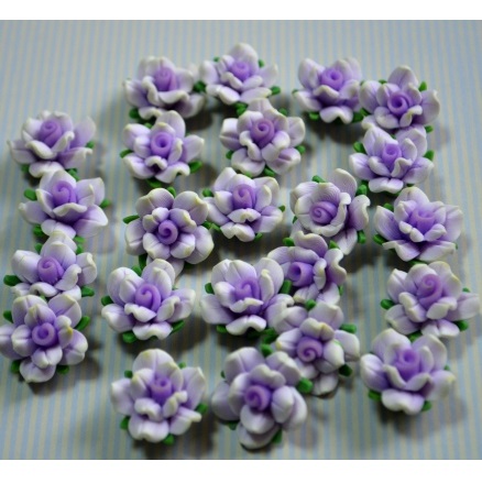 Кабошон Розочка из полимерной глины , цвет фиолетовый, размер 20 мм