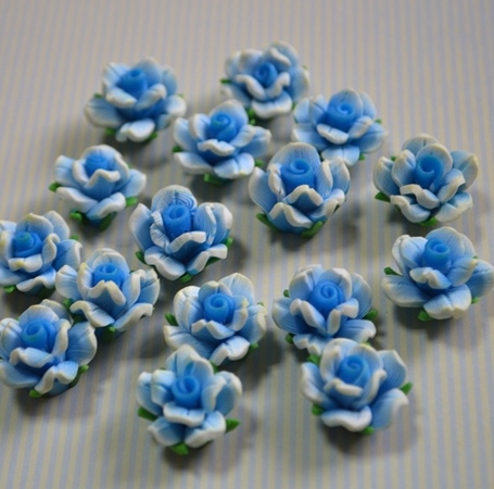 Кабошон Розочка из полимерной глины , цвет голубой, размер 20 мм