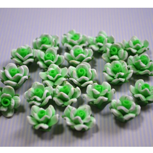 Кабошон Розочка из полимерной глины , цвет зеленый, размер 20 мм