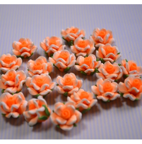 Кабошон Розочка из полимерной глины , цвет оранжевый, размер 20 мм