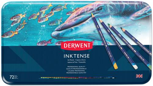 Набор чернильных карандашей Inktense, 72 цв, в металл. коробке, Derwent