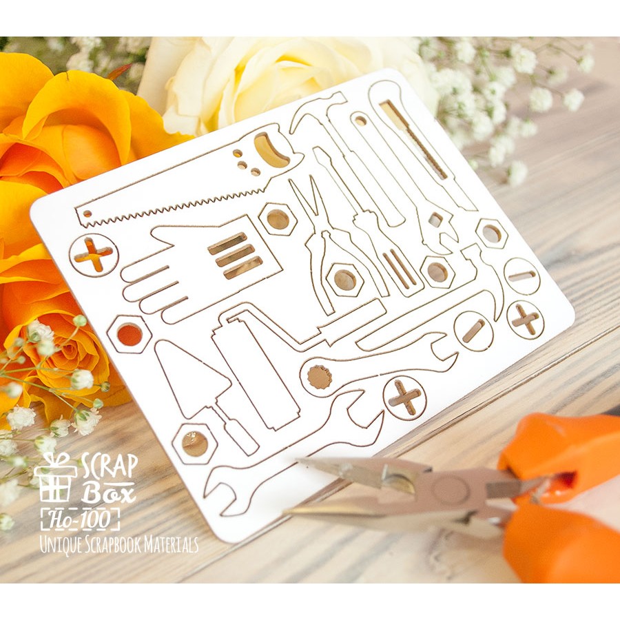 Чипборд набор строительных инструментов , 121*95 мм от Scrapbox