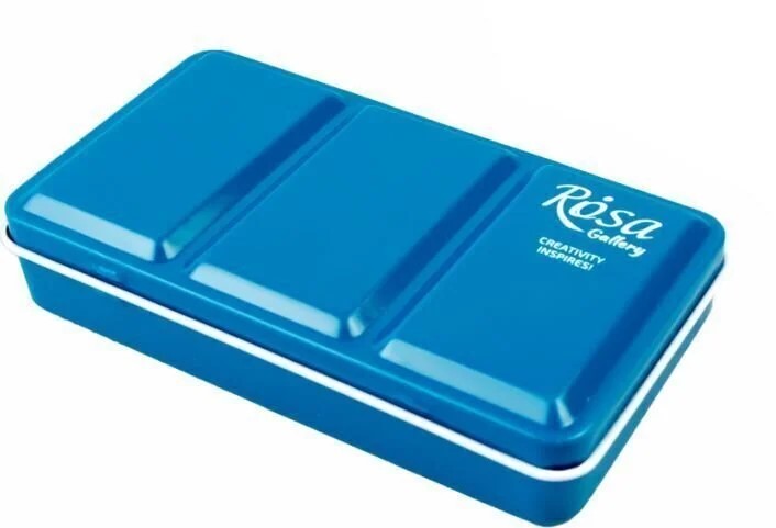 Пенал для акварельних фарб металевий, бірюза, 12 кювет, Rosa Gallery