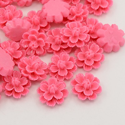 Пластиковое украшение Цветок, розовый, размер 14*8 мм , 1 шт