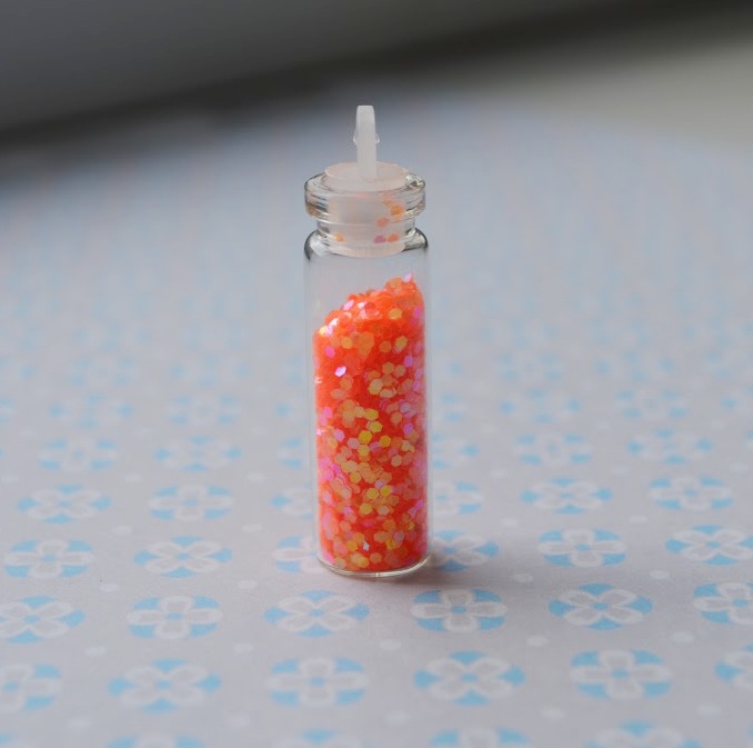 Гліттер декоративний в пляшечці, 3,4 г, розмір пляшечки 40 х 11 мм, помаранчевий