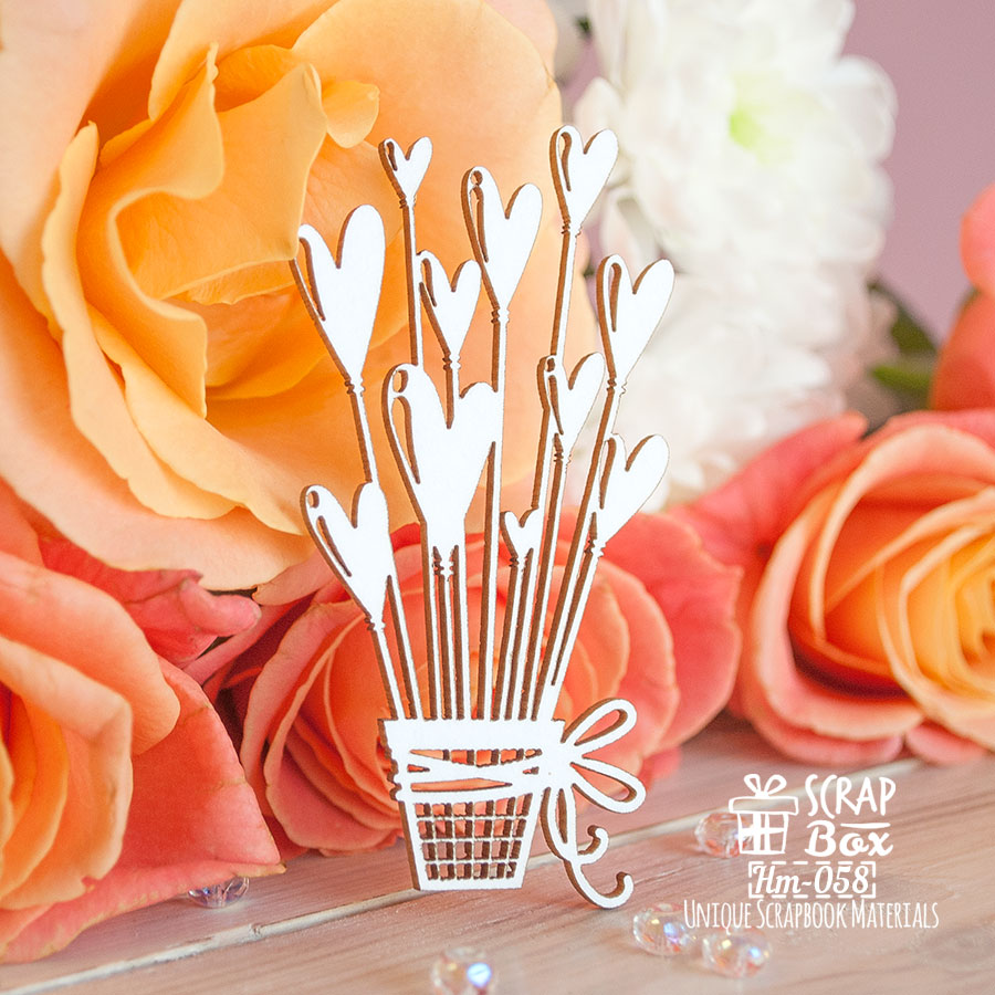 Чіпборд Кашпо з сердечками, 44 * 84 мм від ScrapBox