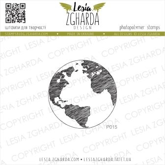 Акриловий штамп Земна куля, 4,2 * 4,2 см, Lesia Zgharda