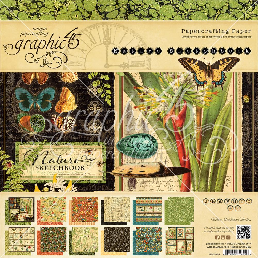 Набір двостороннього паперу Nature Sketchbook, 20 * 20 см, 12 л від Graphic 45 