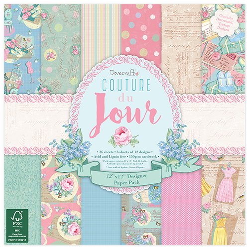 Набір паперу Couture Du Jour, 30 * 30 см, 150 г / м, 12 аркушів, Dovecraft