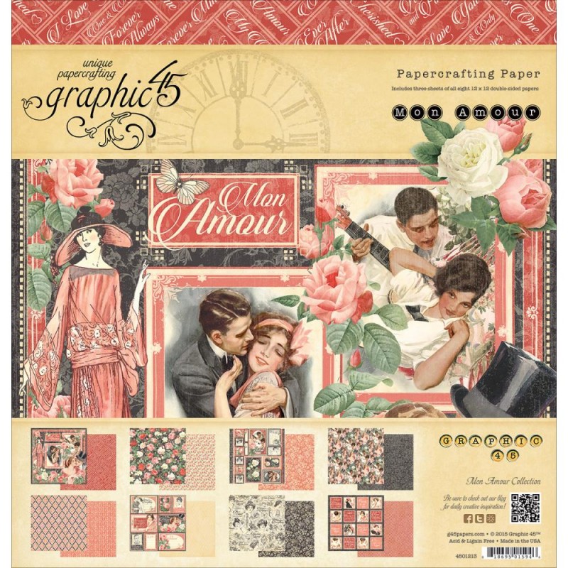 Набір паперу Mon Amour, 8 листів, 30 * 30 см від Graphic 45