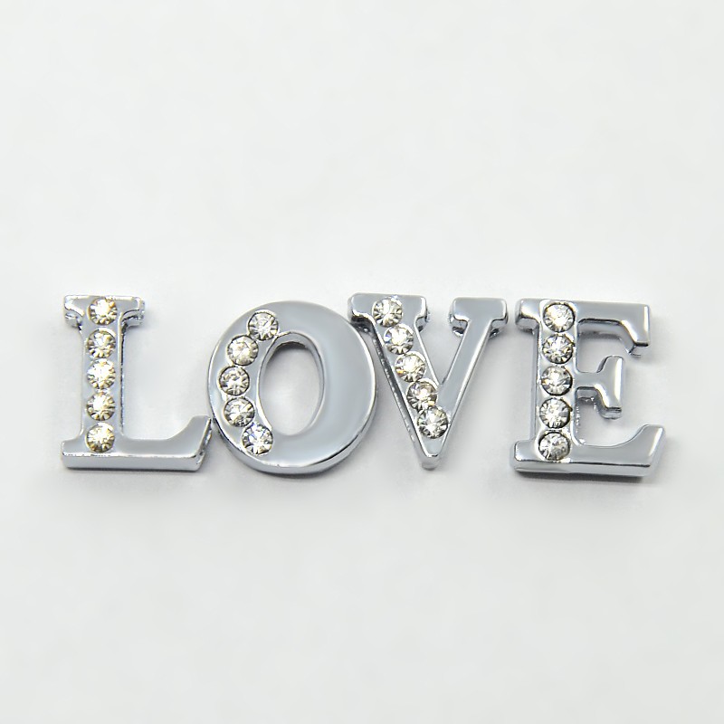 Набір металевих підвісок LOVE (4 букви), 1 см, срібло