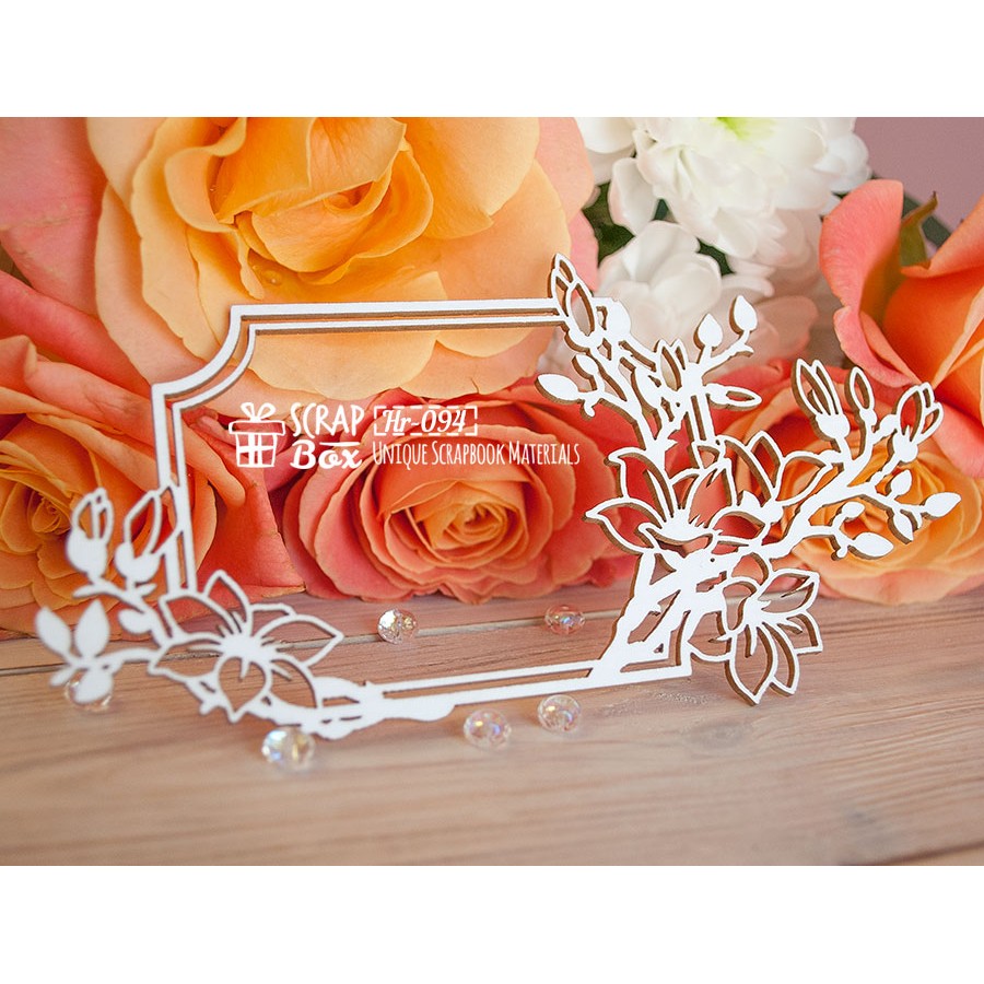 Чипборд Рамочка с магнолиями прямоугольная, 155*81 мм от ScrapBox