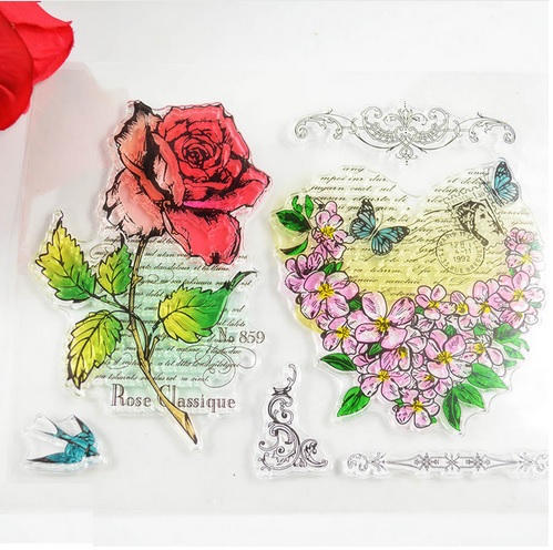 Набор акриловых штампов  Rose collage, 6 шт, 15*18 см, CoolHoo