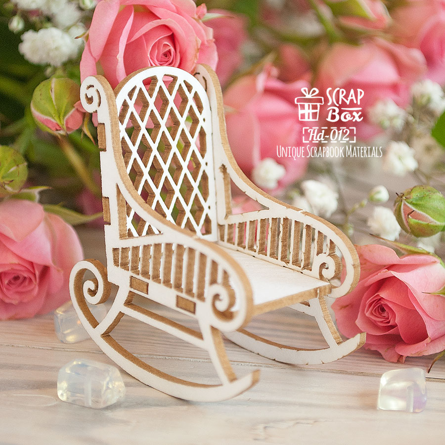 Чипборд 3d фигурка Кресло качалка, 54*59*30 мм от Scrapbox
