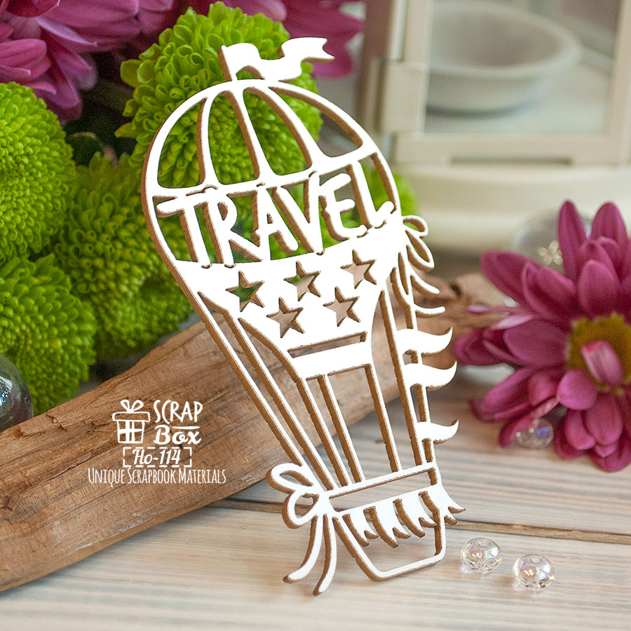Чіпборд повітряна куля - аеростат "Travel", 51 * 93 мм від Scrapbox