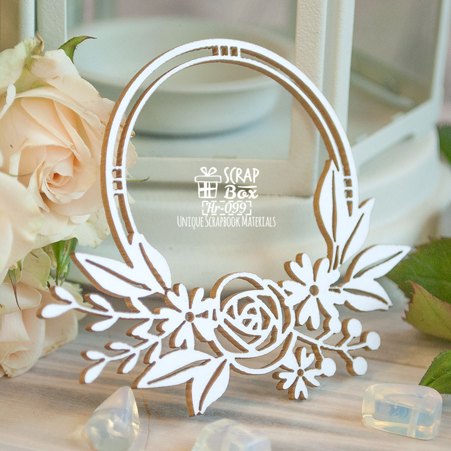 Чіпборд кругла рамка з квітами, 75 * 64 мм від Scrapbox