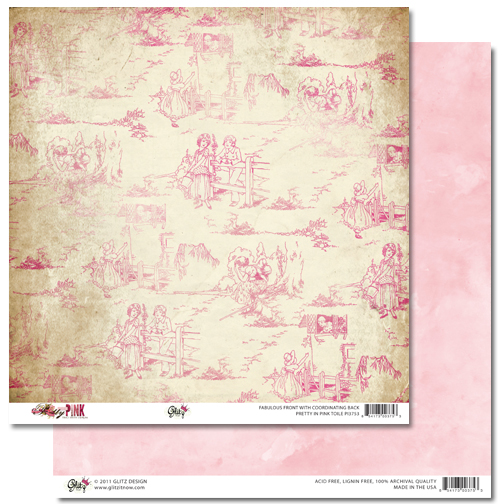 Двусторонняя скрапбумага Pretty in Pink - Toile от Glitz Design