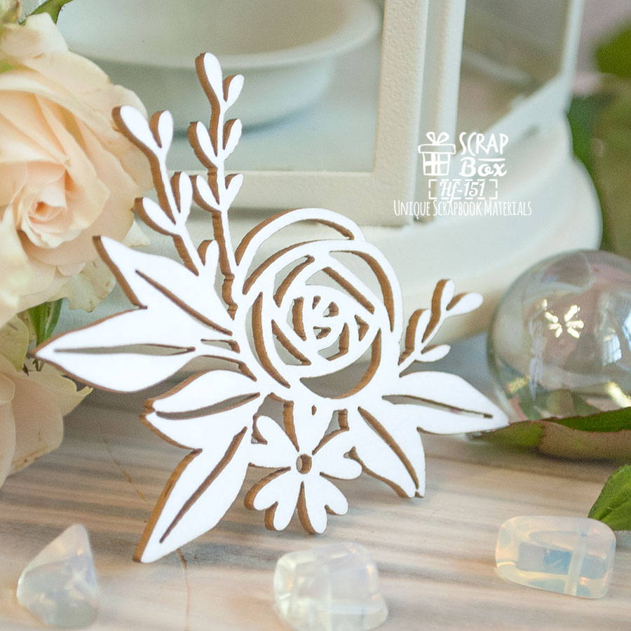 Чіпборд квіткова композиція з трояндою, 59 * 56 мм від Scrapbox